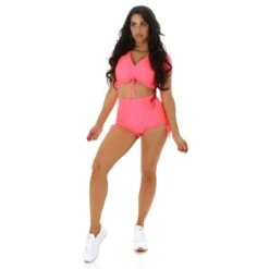 2-teiliges Damen Jogging Sport-Set Shirt+Shorts Neon Coral 7 2-teiliges Damen Jogging Sport-Set Shirt+Shorts Neon Coral -Günstiges Moden Funke Geschäft 2 teiliges damen jogging sport set shirt shorts neon coral2