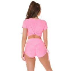 2-teiliges Damen Jogging Sport-Set Shirt+Shorts Rosa 11 2-teiliges Damen Jogging Sport-Set Shirt+Shorts Rosa -Günstiges Moden Funke Geschäft 2 teiliges damen jogging sport set shirtshorts rosa3