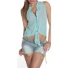 Ärmellose Chiffon Bluse Zum Binden Transparent Mintgrün 1 Ärmellose Chiffon Bluse Zum Binden Transparent Mintgrün -Günstiges Moden Funke Geschäft aermellose chiffon bluse zum binden transparent mintgruen