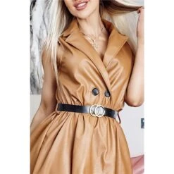Ärmelloses Kunstleder Kleid A-Linie Mit Gürtel Camel 9 Ärmelloses Kunstleder Kleid A-Linie Mit Gürtel Camel -Günstiges Moden Funke Geschäft aermelloses kunstleder kleid a linie mit guertel camel4