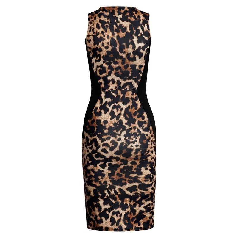 Ärmelloses Midi Etuikleid Animalprint Leopard Schwarz/Braun 7 Ärmelloses Midi Etuikleid Animalprint Leopard Schwarz/Braun – Bild 5