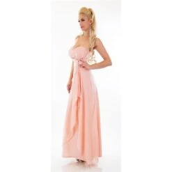 Bodenlanges Cocktail Abendkleid Mit Chiffon-Schleier Aprikot -Günstiges Moden Funke Geschäft bodenlanges cocktail abendkleid mit chiffon schleier aprikot2