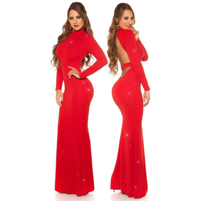 Bodenlanges Damen Glitzer-Abendkleid Red-Carpet Look Rot 2 Bodenlanges Damen Glitzer-Abendkleid Red-Carpet Look Rot