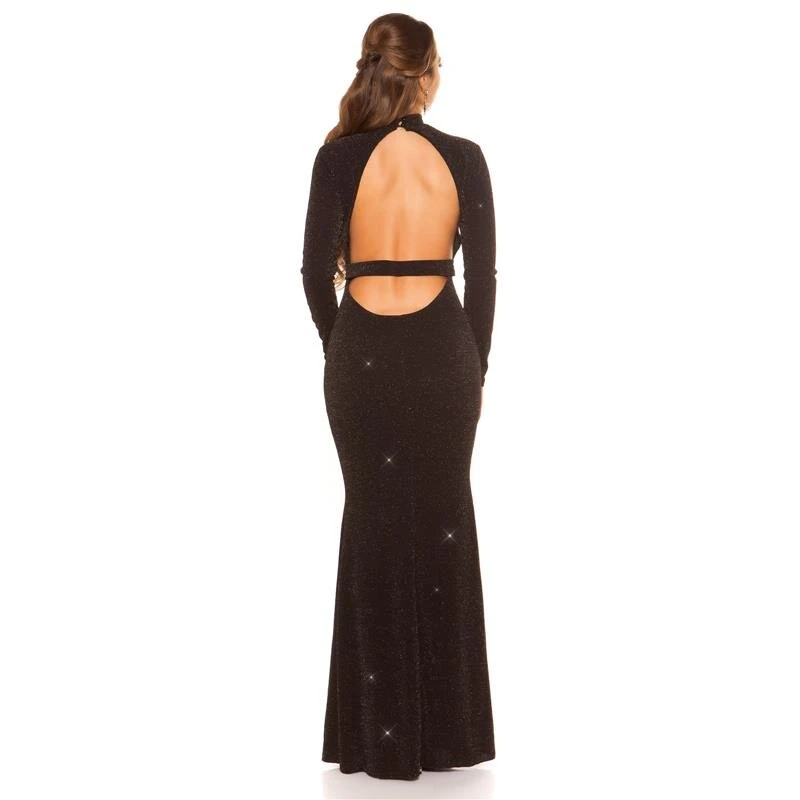 Bodenlanges Damen Glitzer-Abendkleid Red-Carpet Look Schwarz 6 Bodenlanges Damen Glitzer-Abendkleid Red-Carpet Look Schwarz – Bild 4