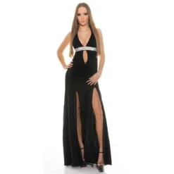 Bodenlanges Glamour Abendkleid Mit Sexy Ausschnitt Schwarz