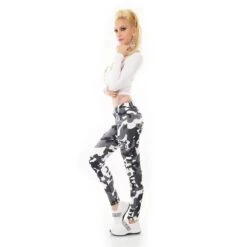 Damen Army-Look Röhrenjeans Cargo Camouflage Grau -Günstiges Moden Funke Geschäft damen army look roehrenjeans cargo camouflage grau4