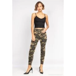 Damen Cargo Röhrenjeans In Army-Look Camouflage Olivgrün -Günstiges Moden Funke Geschäft damen cargo roehrenjeans in army look camouflage olivgruen4