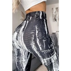 Damen High Waist Leggings Sporthose Mit Print Schwarz/Weiß