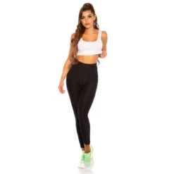 Damen High Waist Sport Leggings Mit Muster Schwarz -Günstiges Moden Funke Geschäft damen high waist sport leggings mit muster schwarz3