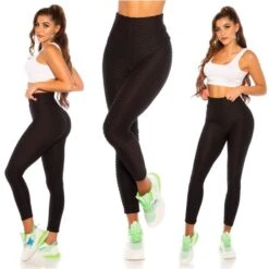 Damen High Waist Sport Leggings Mit Muster Schwarz -Günstiges Moden Funke Geschäft damen high waist sport leggings mit muster schwarz7