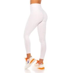 Damen High Waist Sport Leggings Mit Muster Weiß -Günstiges Moden Funke Geschäft damen high waist sport leggings mit muster weiss4