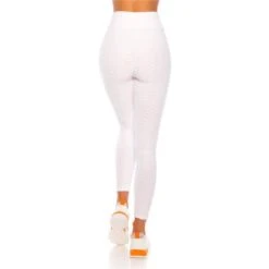 Damen High Waist Sport Leggings Mit Muster Weiß -Günstiges Moden Funke Geschäft damen high waist sport leggings mit muster weiss5
