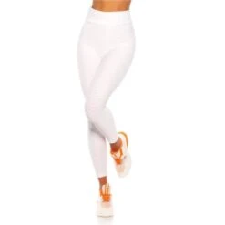 Damen High Waist Sport Leggings Mit Muster Weiß -Günstiges Moden Funke Geschäft damen high waist sport leggings mit muster weiss6