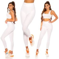 Damen High Waist Sport Leggings Mit Muster Weiß -Günstiges Moden Funke Geschäft damen high waist sport leggings mit muster weiss7