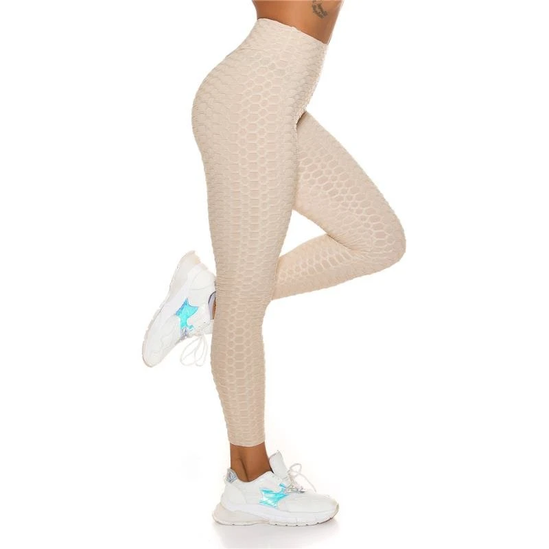 Damen High Waist Sporthose Sport Leggings Beige 5 Damen High Waist Sporthose Sport Leggings Beige – Bild 3