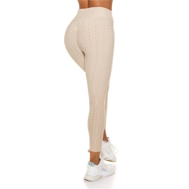 Damen High Waist Sporthose Sport Leggings Beige 6 Damen High Waist Sporthose Sport Leggings Beige – Bild 4