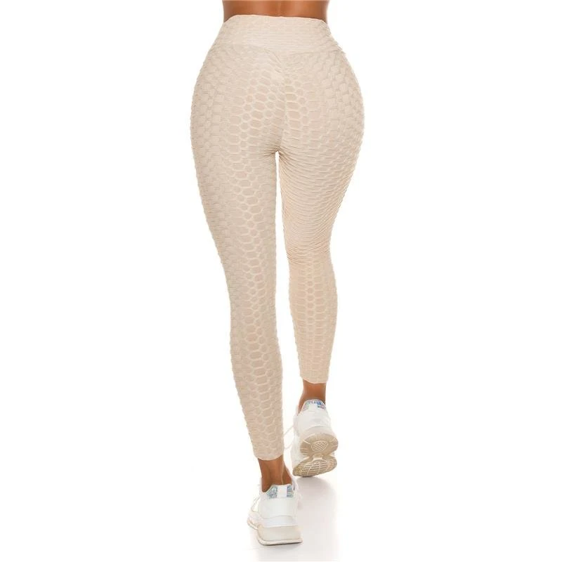 Damen High Waist Sporthose Sport Leggings Beige 7 Damen High Waist Sporthose Sport Leggings Beige – Bild 5