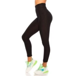 Damen High Waist Sporthose Sport Leggings Schwarz