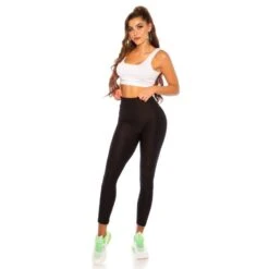 Damen High Waist Sporthose Sport Leggings Schwarz -Günstiges Moden Funke Geschäft damen high waist sporthose sport leggings schwarz5
