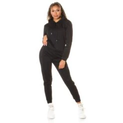 Damen Loungewear-Set Hoodie + Hose Jogginganzug Schwarz 10 Damen Loungewear-Set Hoodie + Hose Jogginganzug Schwarz -Günstiges Moden Funke Geschäft damen loungewear set hoodie hose jogginganzug schwarz2