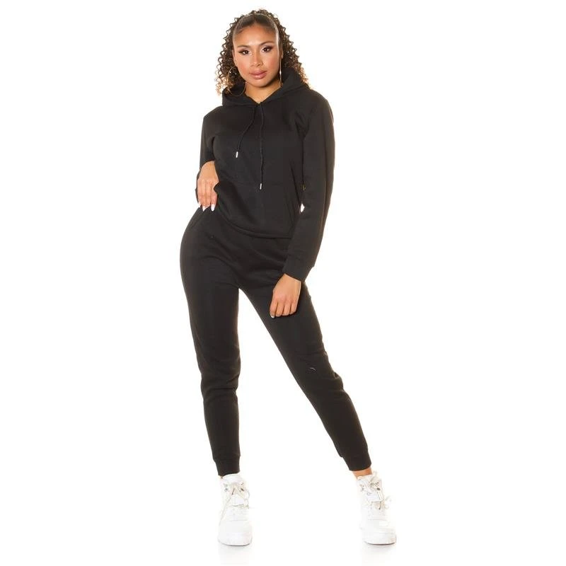Damen Loungewear-Set Hoodie + Hose Jogginganzug Schwarz 4 Damen Loungewear-Set Hoodie + Hose Jogginganzug Schwarz – Bild 2