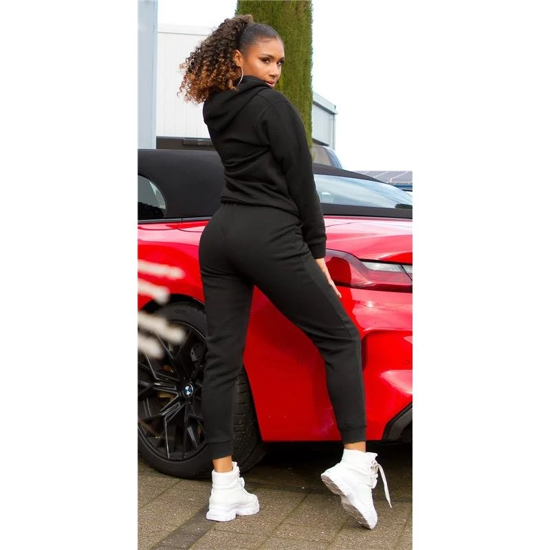 Damen Loungewear-Set Hoodie + Hose Jogginganzug Schwarz 8 Damen Loungewear-Set Hoodie + Hose Jogginganzug Schwarz – Bild 6