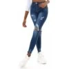 Damen Skinny Destroyed Jeans Mit Push-Up Effekt Dunkelblau -Günstiges Moden Funke Geschäft damen skinny destroyed jeans mit push up effekt dunkelblau