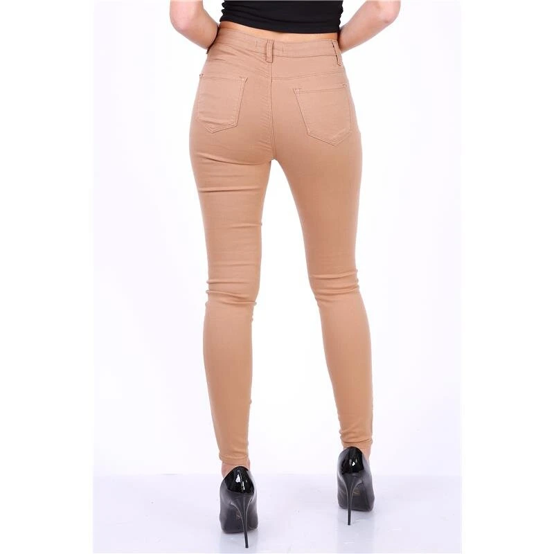 Damen Skinny Stretch Jeans Röhrenjeans Hellbraun 4 Damen Skinny Stretch Jeans Röhrenjeans Hellbraun – Bild 2