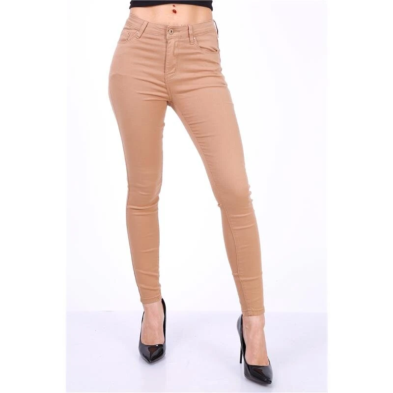 Damen Skinny Stretch Jeans Röhrenjeans Hellbraun 7 Damen Skinny Stretch Jeans Röhrenjeans Hellbraun – Bild 5