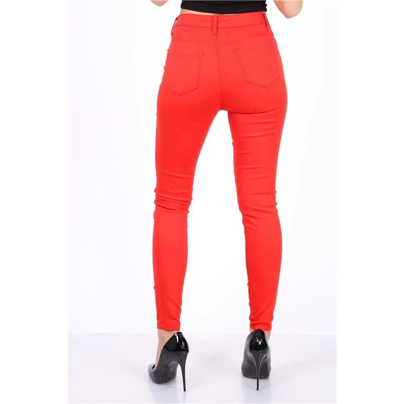 Damen Skinny Stretch Jeans Röhrenjeans Rot 4 Damen Skinny Stretch Jeans Röhrenjeans Rot – Bild 2