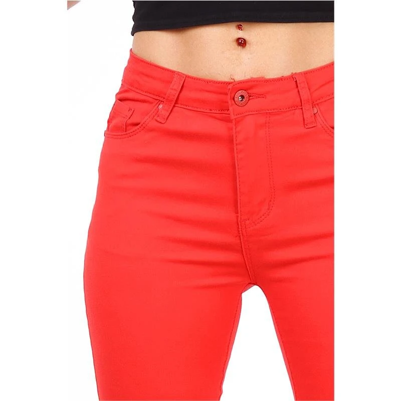 Damen Skinny Stretch Jeans Röhrenjeans Rot 7 Damen Skinny Stretch Jeans Röhrenjeans Rot – Bild 5