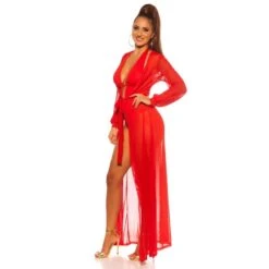 Damen Strand Kimono Lang Aus Chiffon Strandkleid Rot 10 Damen Strand Kimono Lang Aus Chiffon Strandkleid Rot -Günstiges Moden Funke Geschäft damen strand kimono lang aus chiffon strandkleid rot4