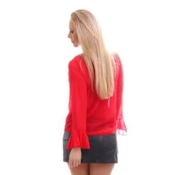 Edle Chiffon Schluppenbluse Transparent Mit Rüschen Rot 7 Edle Chiffon Schluppenbluse Transparent Mit Rüschen Rot -Günstiges Moden Funke Geschäft edle chiffon schluppenbluse transparent mit rueschen rot3