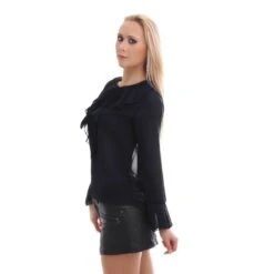 Edle Chiffon Schluppenbluse Transparent Mit Rüschen Schwarz 6 Edle Chiffon Schluppenbluse Transparent Mit Rüschen Schwarz -Günstiges Moden Funke Geschäft edle chiffon schluppenbluse transparent mit rueschen schwarz2