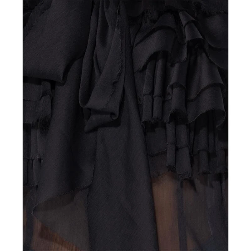 Edle Damen Chiffon Schluppenbluse Mit Volants Schwarz 10 Edle Damen Chiffon Schluppenbluse Mit Volants Schwarz – Bild 8