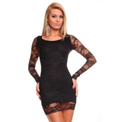 Edles Abendkleid Minikleid Aus Feinster Spitze Schwarz