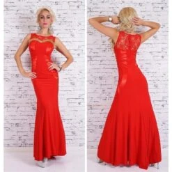 Edles Bodenlanges Gala Abendkleid Mit Ornamenten Rot -Günstiges Moden Funke Geschäft edles bodenlanges gala abendkleid mit ornamenten rot3