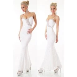 Edles Bodenlanges Meerjungfrau Trägerkleid Aus Spitze Cremeweiß 9 Edles Bodenlanges Meerjungfrau Trägerkleid Aus Spitze Cremeweiß -Günstiges Moden Funke Geschäft edles bodenlanges meerjungfrau traegerkleid aus spitze cremeweiss4