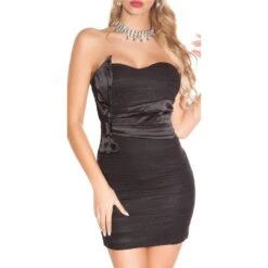 Edles Damen Bandeau Abendkleid Minikleid Aus Spitze Schwarz -Günstiges Moden Funke Geschäft edles damen bandeau abendkleid minikleid aus spitze schwarz6