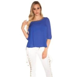 Elegante Damen Chiffon Bluse Mit Halblangen Ärmeln Royal Blau 10 Elegante Damen Chiffon Bluse Mit Halblangen Ärmeln Royal Blau -Günstiges Moden Funke Geschäft elegante damen chiffon bluse mit halblangen aermeln royal blau3