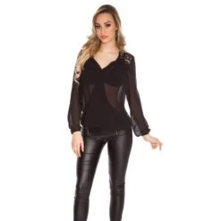 Elegante Damen Langarm Chiffon Bluse Mit Häkelspitze Schwarz 13 Elegante Damen Langarm Chiffon Bluse Mit Häkelspitze Schwarz -Günstiges Moden Funke Geschäft elegante damen langarm chiffon bluse mit haekelspitze schwarz6