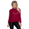 Elegante Glamour Chiffon Bluse Mit Metallplättchen Bordeaux -Günstiges Moden Funke Geschäft elegante glamour chiffon bluse mit metallplaettchen bordeaux