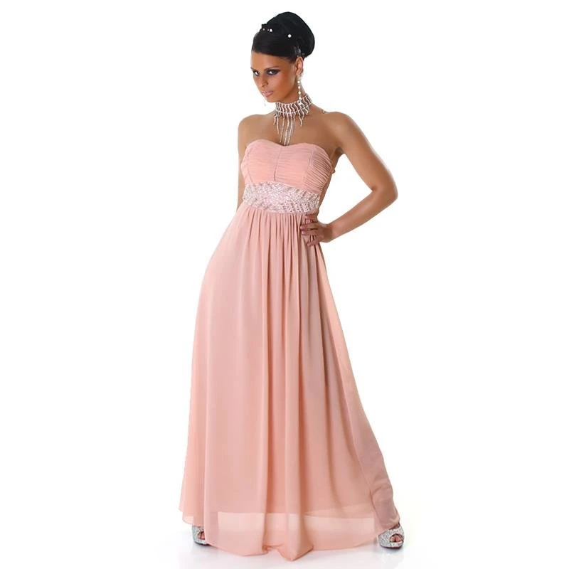Elegantes Glamour Abendkleid Aus Chiffon Mit Strass Lachs 3 Elegantes Glamour Abendkleid Aus Chiffon Mit Strass Lachs