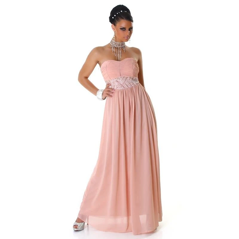Elegantes Glamour Abendkleid Aus Chiffon Mit Strass Lachs 7 Elegantes Glamour Abendkleid Aus Chiffon Mit Strass Lachs – Bild 5