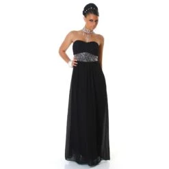 Elegantes Glamour Abendkleid Aus Chiffon Mit Strass Schwarz -Günstiges Moden Funke Geschäft elegantes glamour abendkleid aus chiffon mit strass schwarz3
