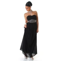 Elegantes Glamour Abendkleid Aus Chiffon Mit Strass Schwarz -Günstiges Moden Funke Geschäft elegantes glamour abendkleid aus chiffon mit strass schwarz4