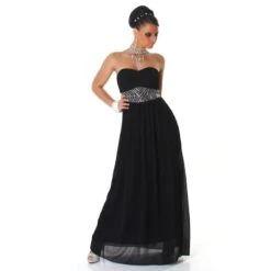 Elegantes Glamour Abendkleid Aus Chiffon Mit Strass Schwarz -Günstiges Moden Funke Geschäft elegantes glamour abendkleid aus chiffon mit strass schwarz5