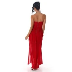 Elegantes Trägerloses Bandeau Abendkleid Aus Chiffon Rot 8 Elegantes Trägerloses Bandeau Abendkleid Aus Chiffon Rot -Günstiges Moden Funke Geschäft elegantes traegerloses bandeau abendkleid aus chiffon rot3