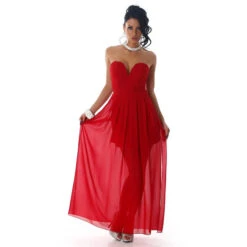 Elegantes Trägerloses Bandeau Abendkleid Aus Chiffon Rot 9 Elegantes Trägerloses Bandeau Abendkleid Aus Chiffon Rot -Günstiges Moden Funke Geschäft elegantes traegerloses bandeau abendkleid aus chiffon rot4