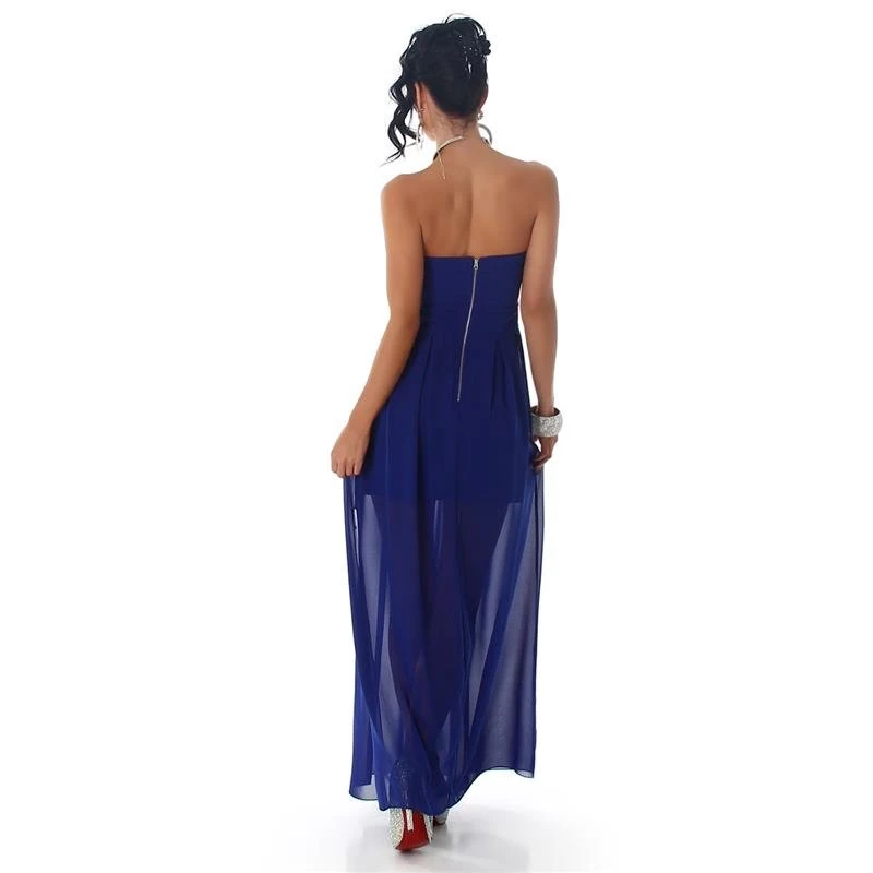 Elegantes Trägerloses Bandeau Abendkleid Aus Chiffon Royal Blau 4 Elegantes Trägerloses Bandeau Abendkleid Aus Chiffon Royal Blau – Bild 2